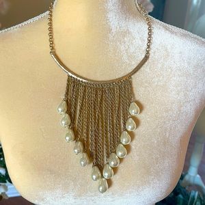 Pearl and Gold Fringe Necklace